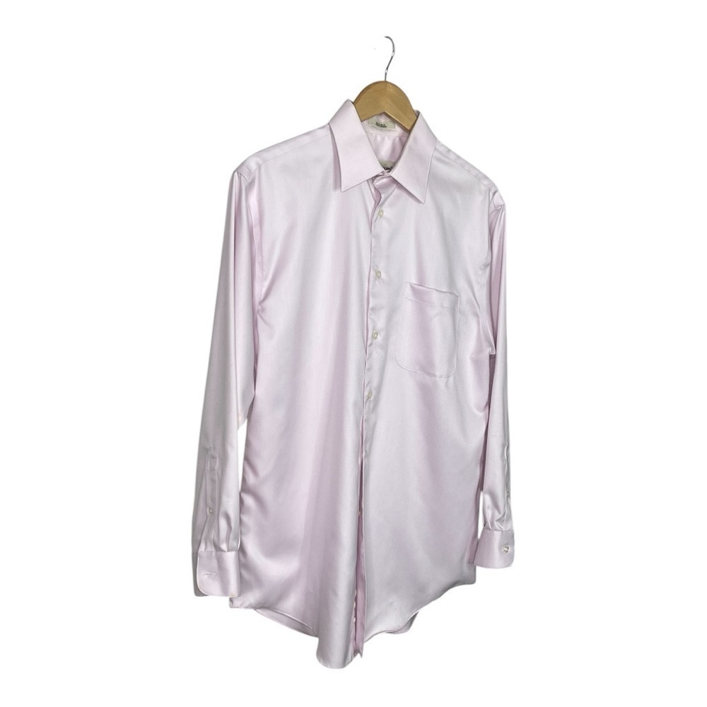 Pronto Uomo 2 Ply Non Iron Men's Pink Dress Shirt 15- 32/33 - Picture 4 of 6